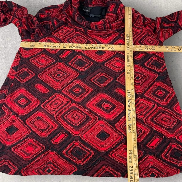 Ali Miles Sweater Womens Large Red Black Cowl Sleeve Art To Wear A99 - Picture 7 of 12